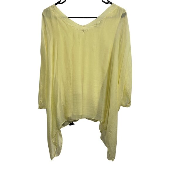 Italian Yellow Asymmetrical Hem Silk Viscose Blouse Sz Medium - Picture 2 of 9